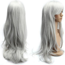 Karneval Wig Grau Lang Lockig für Damen Halloween