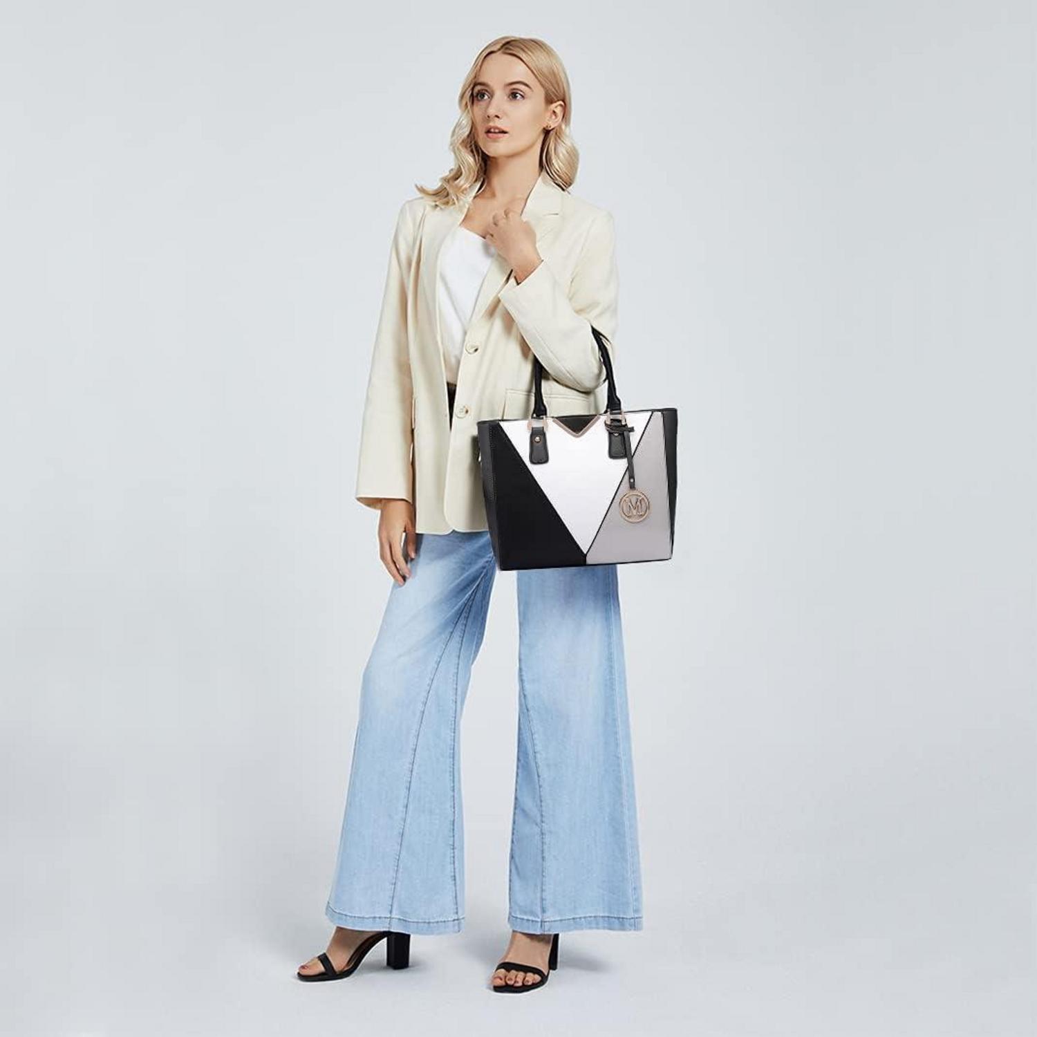 Miss Lulu Damen Handtasche Schultertasche Shopper V-Design