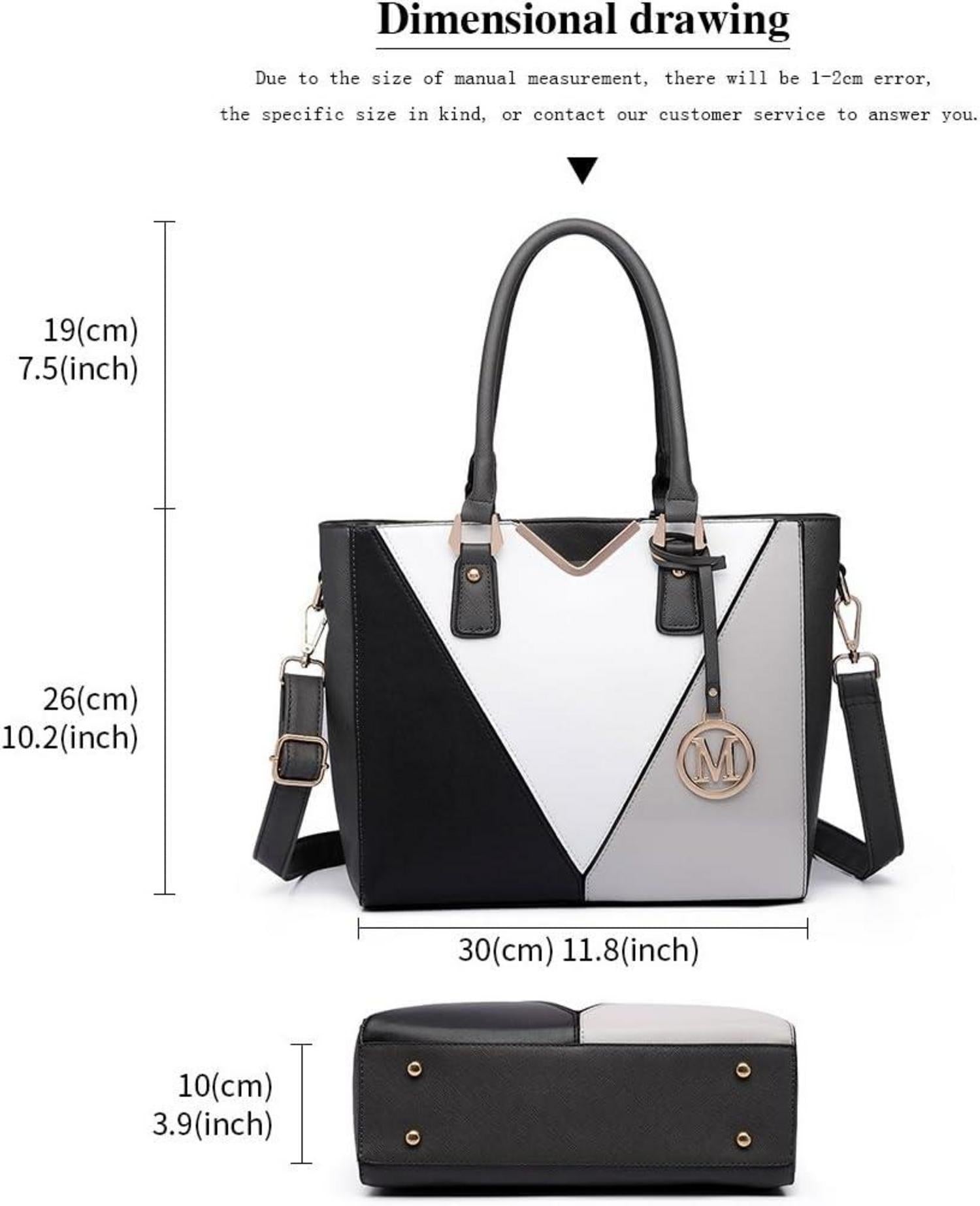 Miss Lulu Damen Handtasche V-förmiges Design Schultertasche Shopper Grey