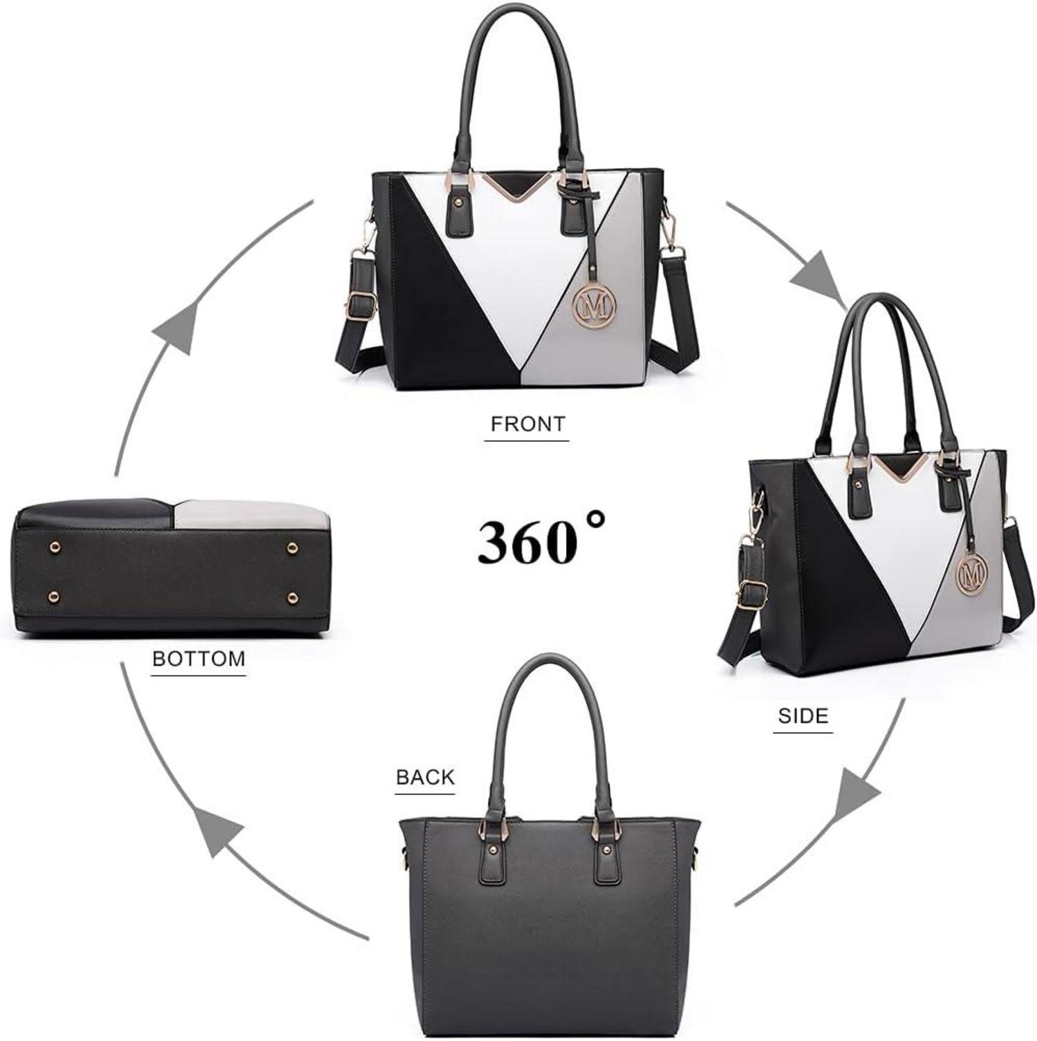 Damen Handtasche Schultertasche Shopper V-Design 26cm Grau