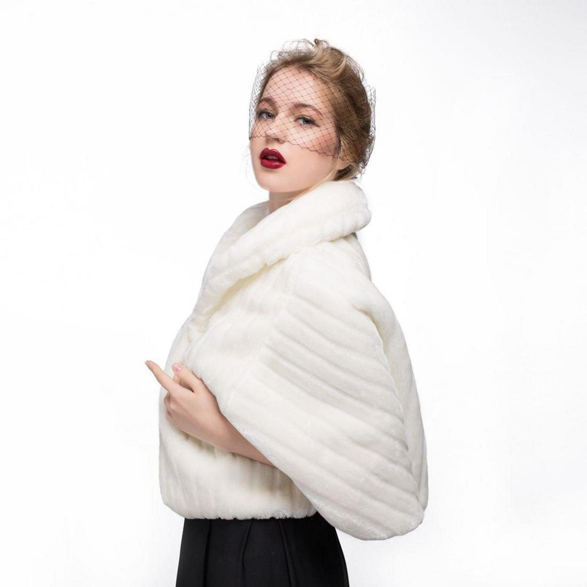 Kunstpelz Bolero Schal Stola für Braut Hochzeit Winter