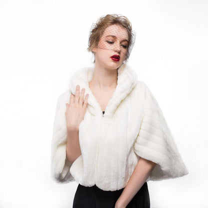 Kunstpelz Bolero Schal Stola für Braut Hochzeit Winter