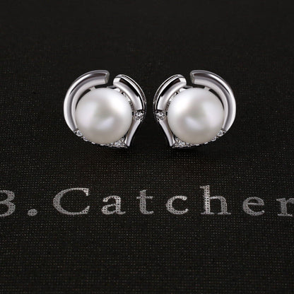 B.Catcher Perlen Ohrringe Damen 925 Sterling Silber