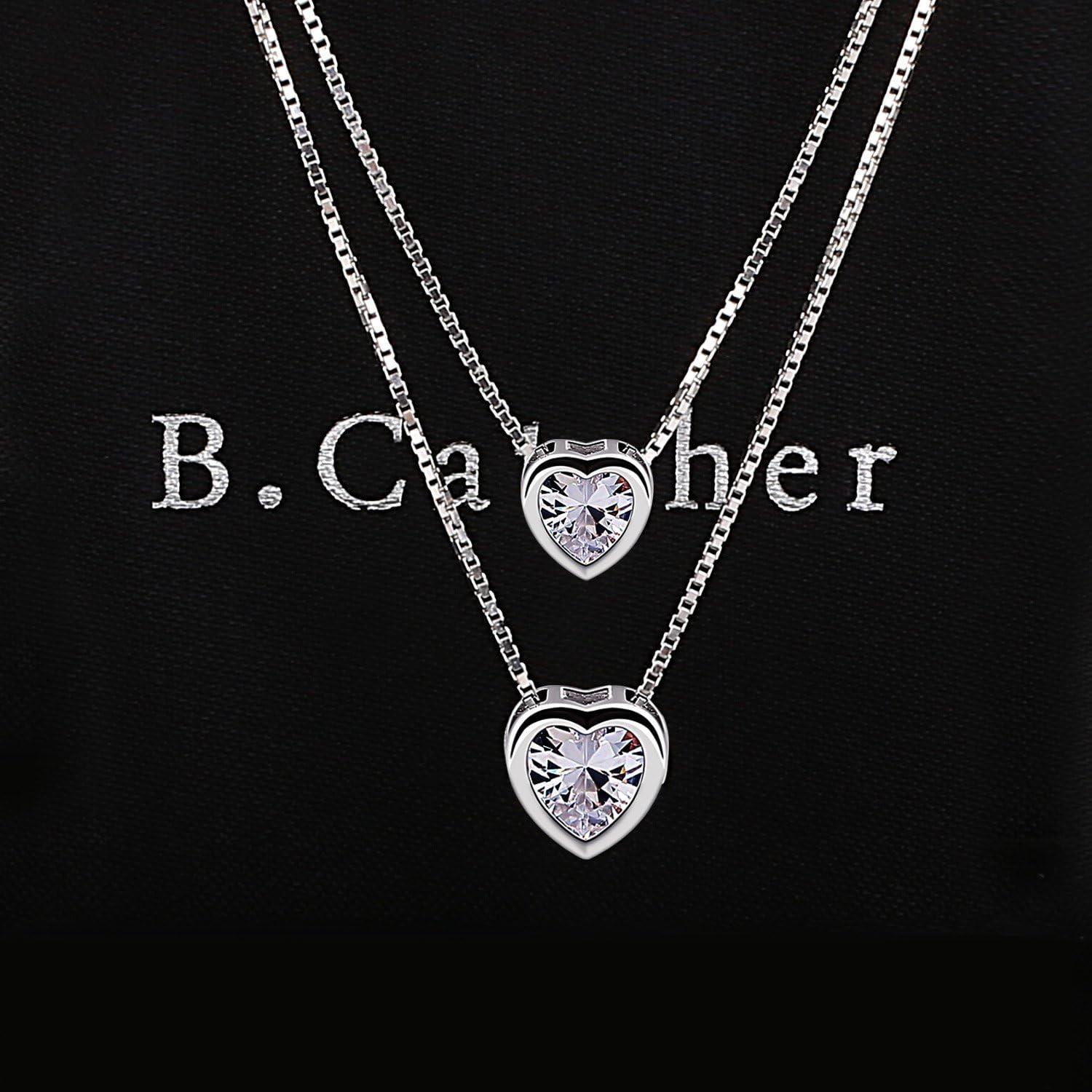 Damen Halskette 925er Silber Herz Anhänger Zirkonia Schmuck Weihnachtsgeschenk