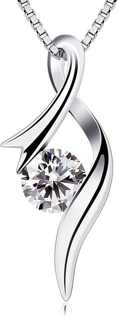 Zirkonia Notenschlüssel Anhänger 925 Sterling Silber Halskette