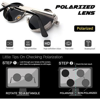 CGID Retro Runde Sonnenbrille Polarisiert Vintage Steampunk