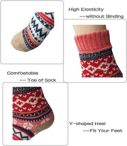 Warme Dicke Wollsocken Damen 5er Pack Stricksocken 35-41 für