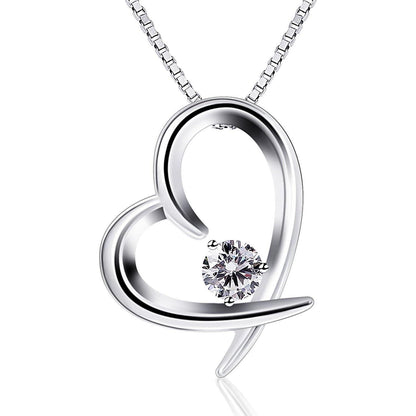 Herz Kette Damen Halskette 925 Sterlingsilber Zirkonium 45CM