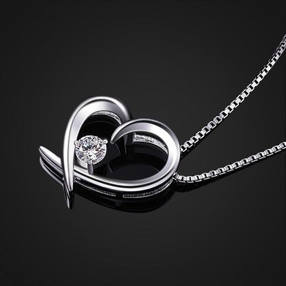 Herz Kette Damen Halskette 925 Sterlingsilber Zirkonium 45CM