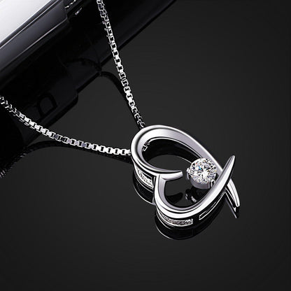 Herz Kette Damen Halskette 925 Sterlingsilber Zirkonium 45CM