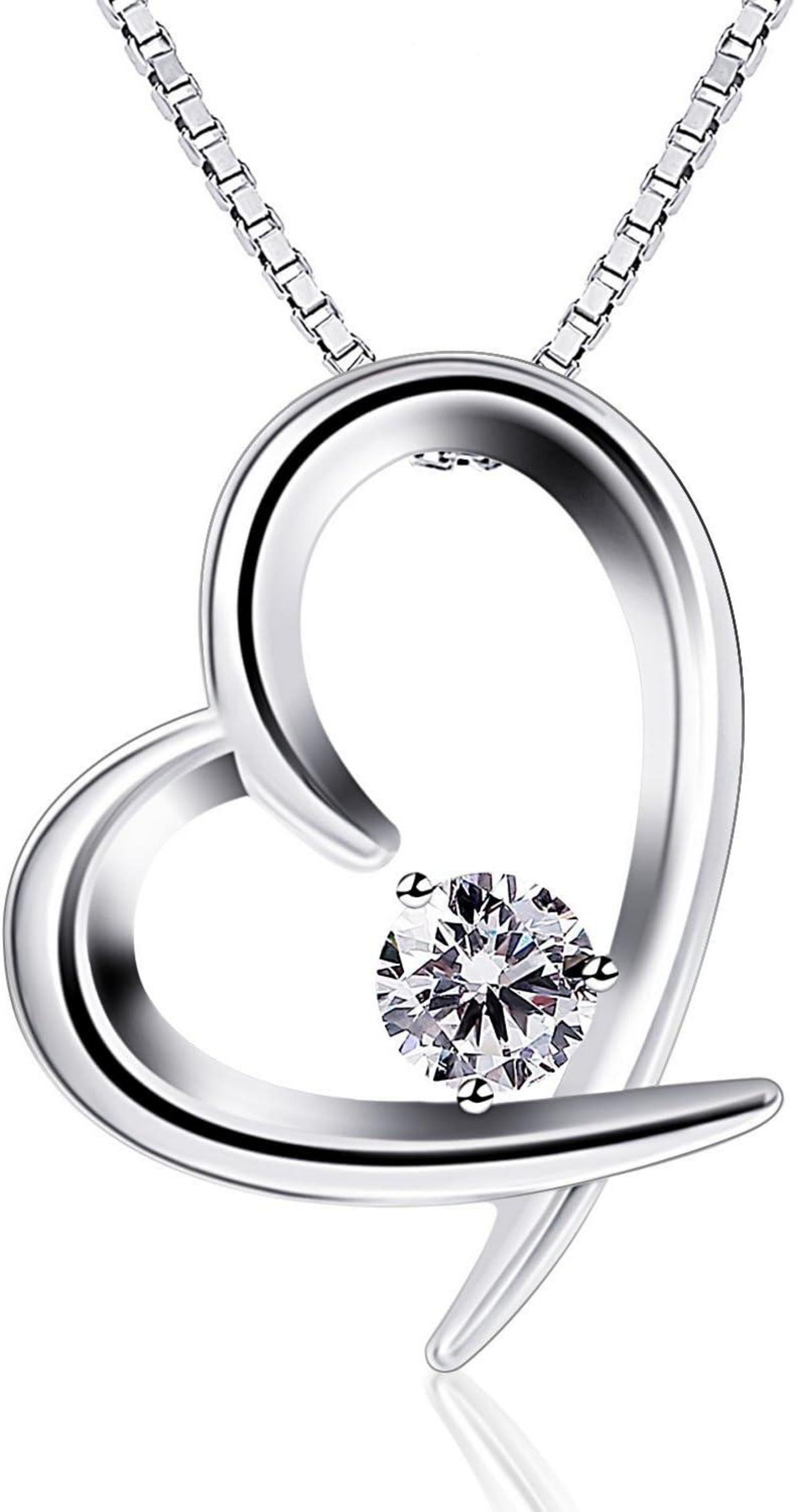 Zirkonium Herz Halskette 925 Sterling Silber 45cm JpaRepository