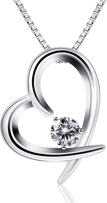 Zirkonium Herz Halskette 925 Sterling Silber 45cm JpaRepository