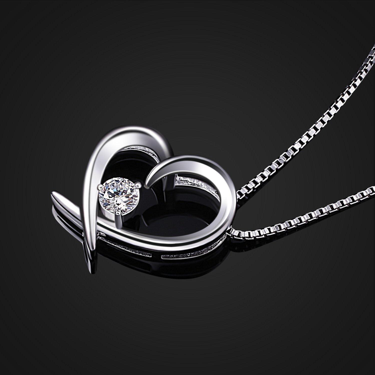 Herz Kette Damen Halskette 925 Sterlingsilber Zirkonium 45CM