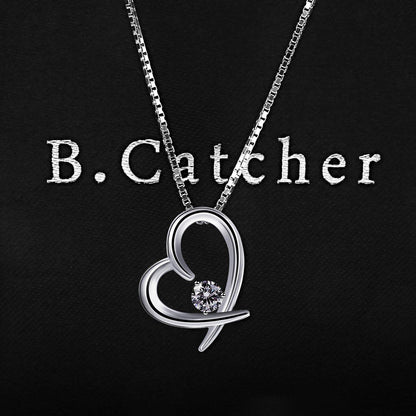 925 Sterling Silber Herz Kette mit Zirkonium | Damen Halskette 45cm | Geschenk & Schmuck