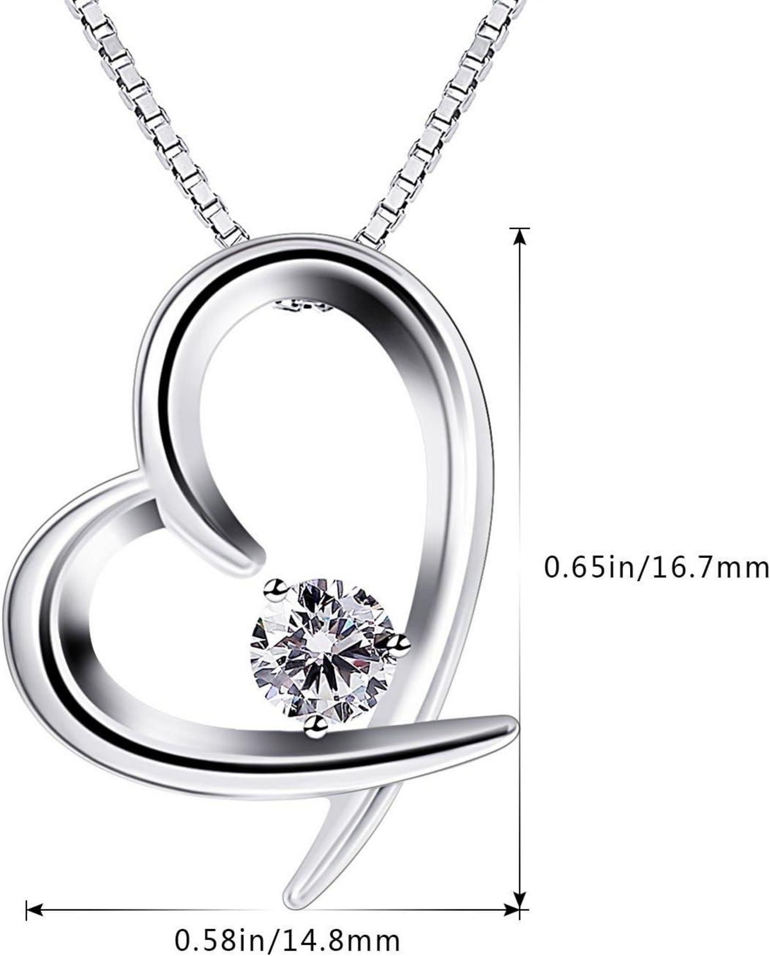 Herzkette Damen Halskette 925 Silber Zirkonia 45cm Geschenk