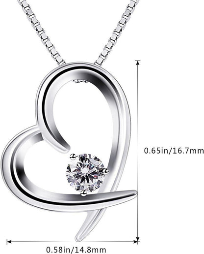 Herzkette Damen Halskette 925 Silber Zirkonia 45cm Geschenk