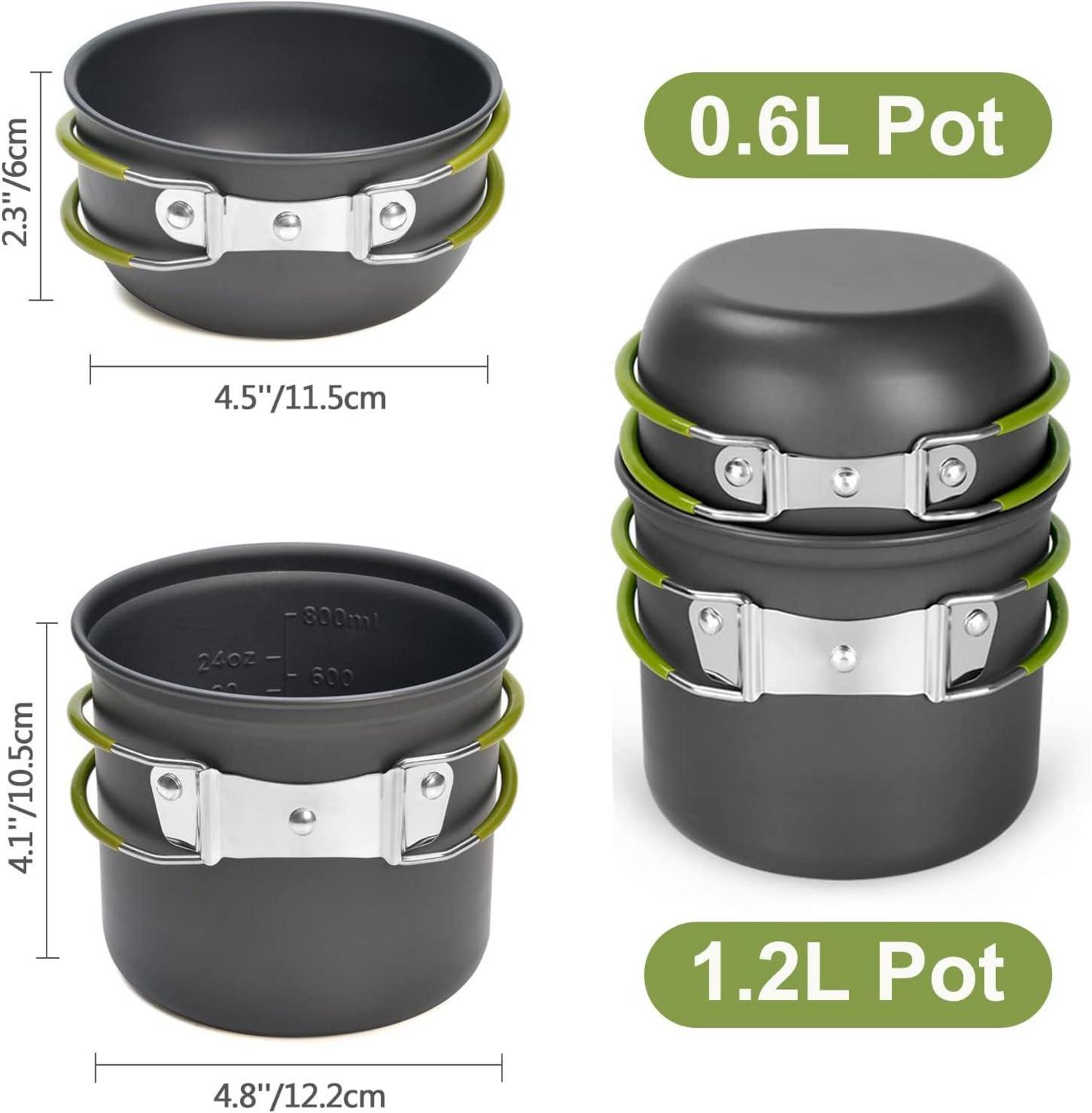 Odoland Camping Geschirr Set 9-teilig Aluminium Outdoor