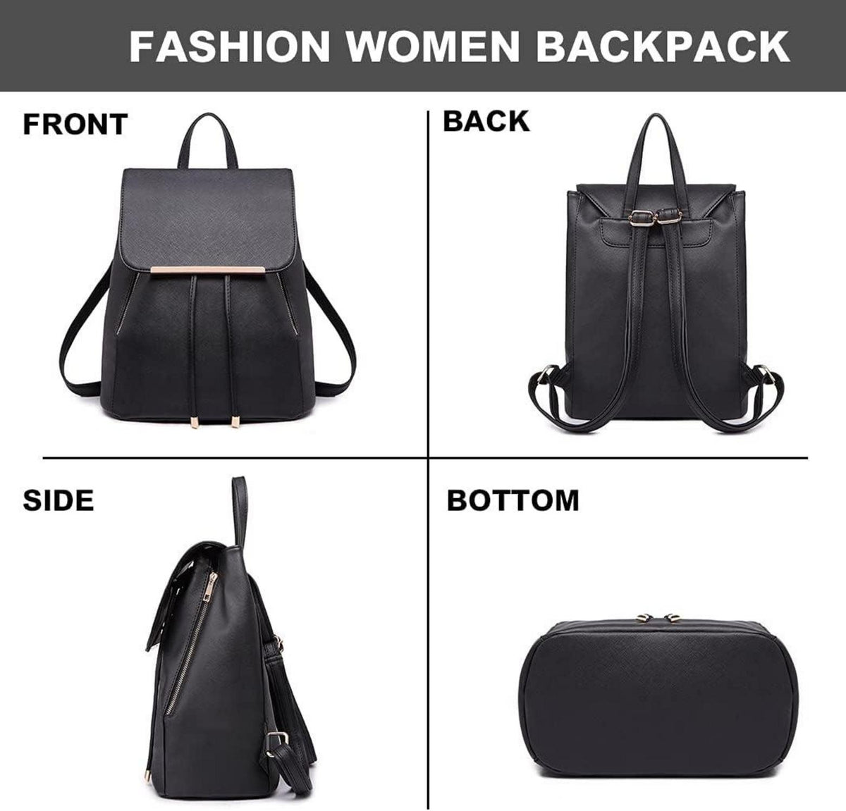 Eleganter Damen Kunstleder Rucksack mit Tunnelzug-Design