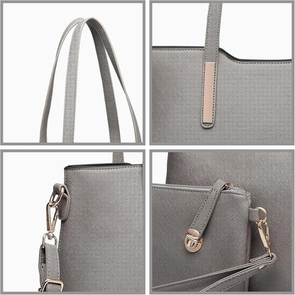 Miss Lulu Handtasche Damen Schultertasche Tote Bag Set 3-teilig