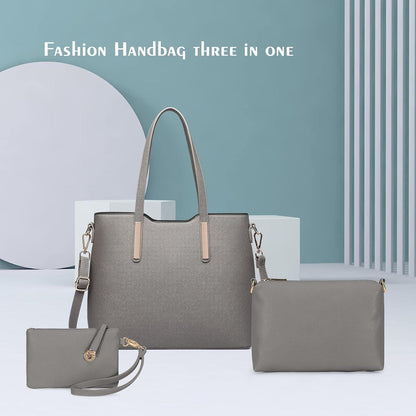 Miss Lulu Damen Handtasche Schultertasche Tote Bag Set 3-teilig
