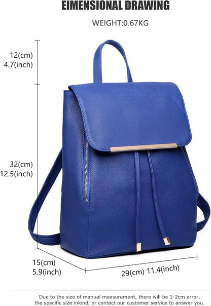 Damen Kunstleder Rolltop Rucksack Tunnelzug-Design