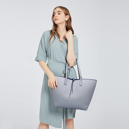 Miss Lulu Damen Schultertasche PU-Leder 2-teiliges