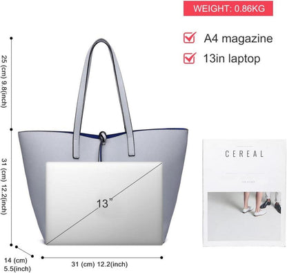 Miss Lulu Damen Schultertasche Shopper groß Henkeltasche Set PU-Leder