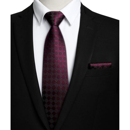 Extra Lange Check Krawatte Taschentuch Set Blau Herren