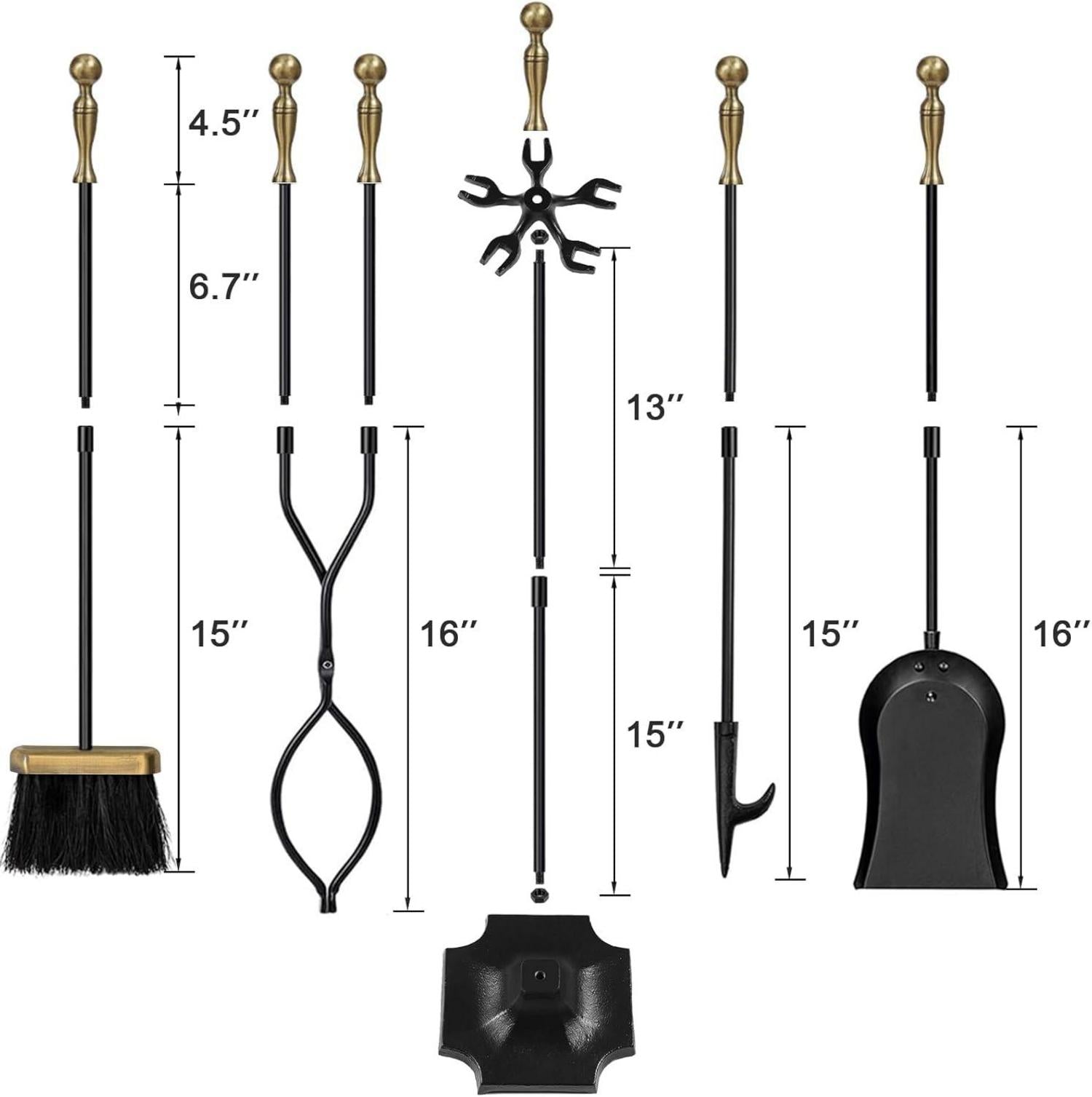 Kaminbesteck Set Schmiedeeisen Messing 67,3 cm Feuerstelle