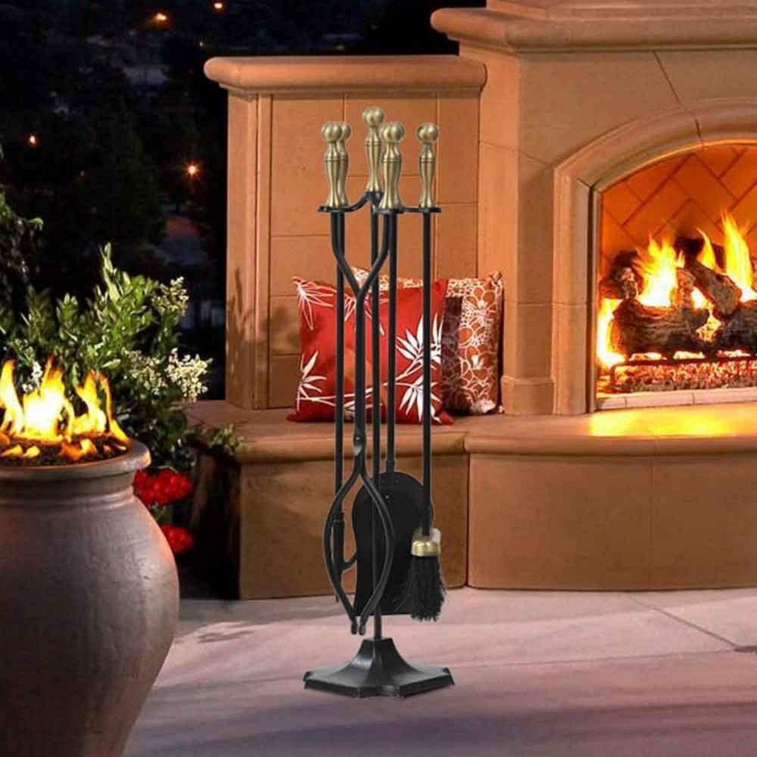 Kaminbesteck Messing Schmiedeeisen Halter Feuerstelle Set 67,3 cm