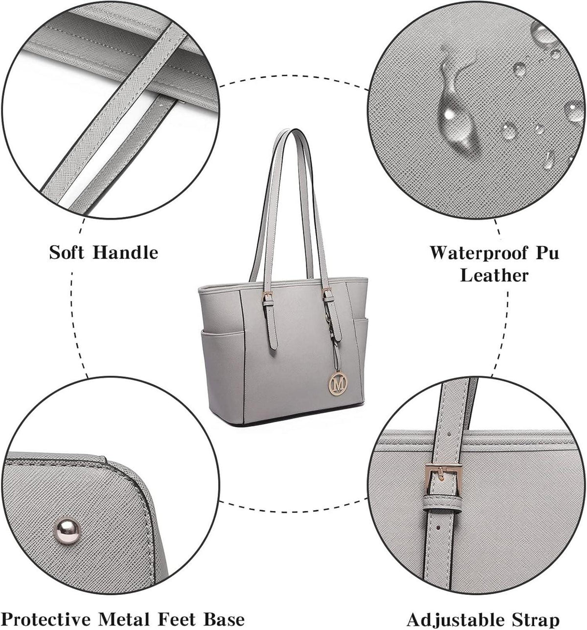 Leder-Imitat Damen Handtasche Schultertasche Groß Schwarz
