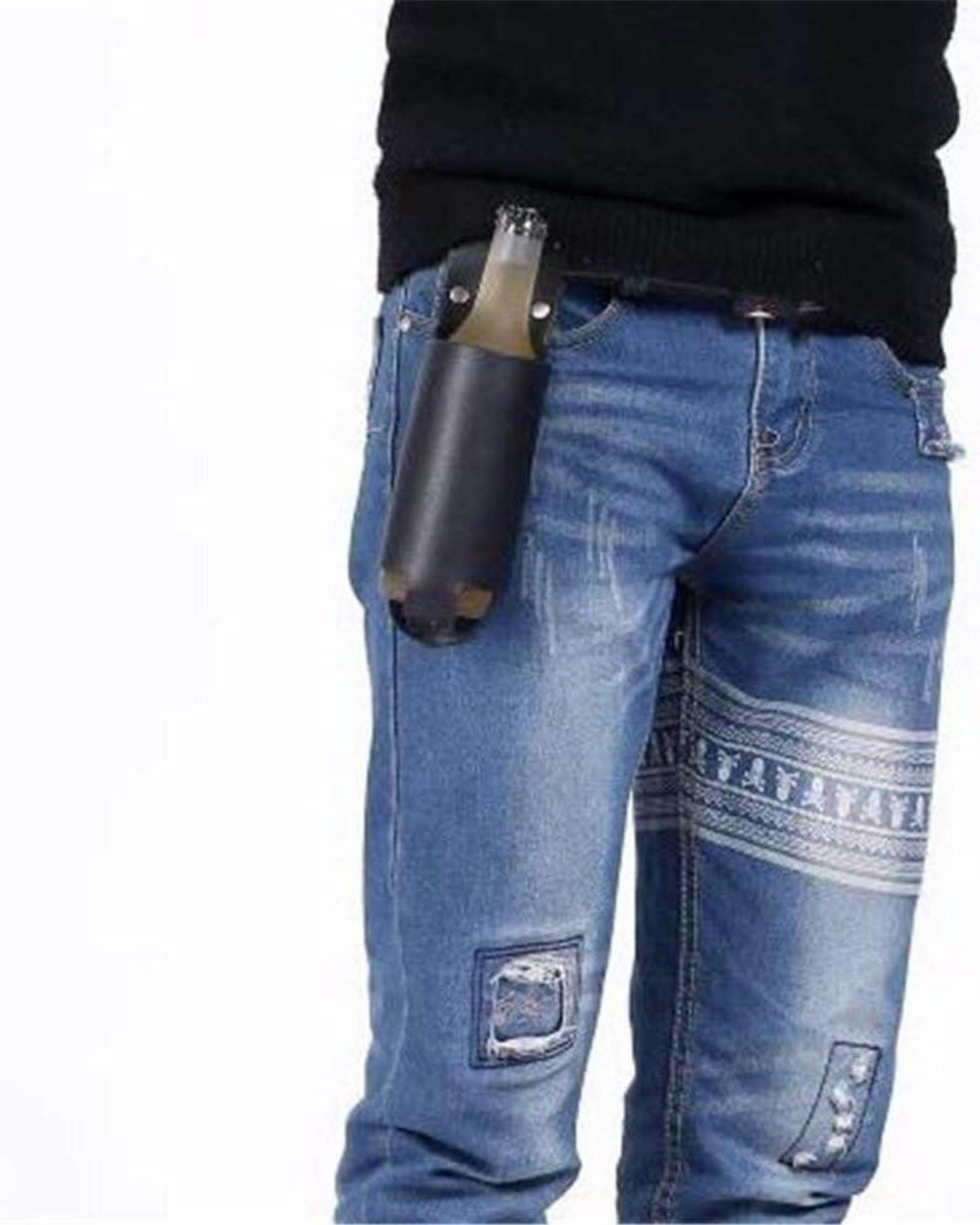 Beer Holster Vintage Leather Accessory Men Gift Idea