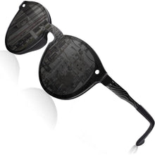 Sonnenbrille Damen Herren Verspiegelt Groß Rund UV400 Schwarz Grau
