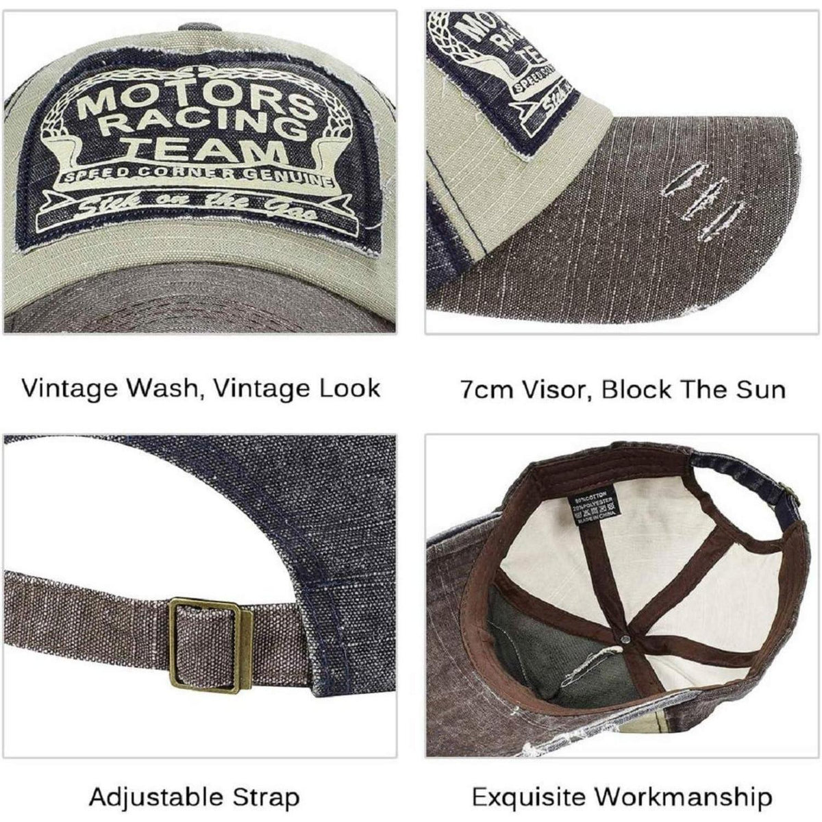 Retro Motors Racing Baseball Cap - Vintage Snapback Kappe