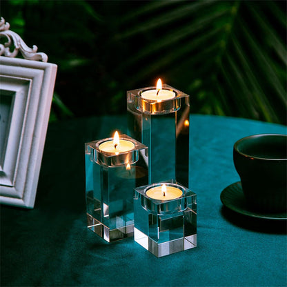 Kristall Glas Kerzenständer Set für Romantisches Abendessen & Hochzeit