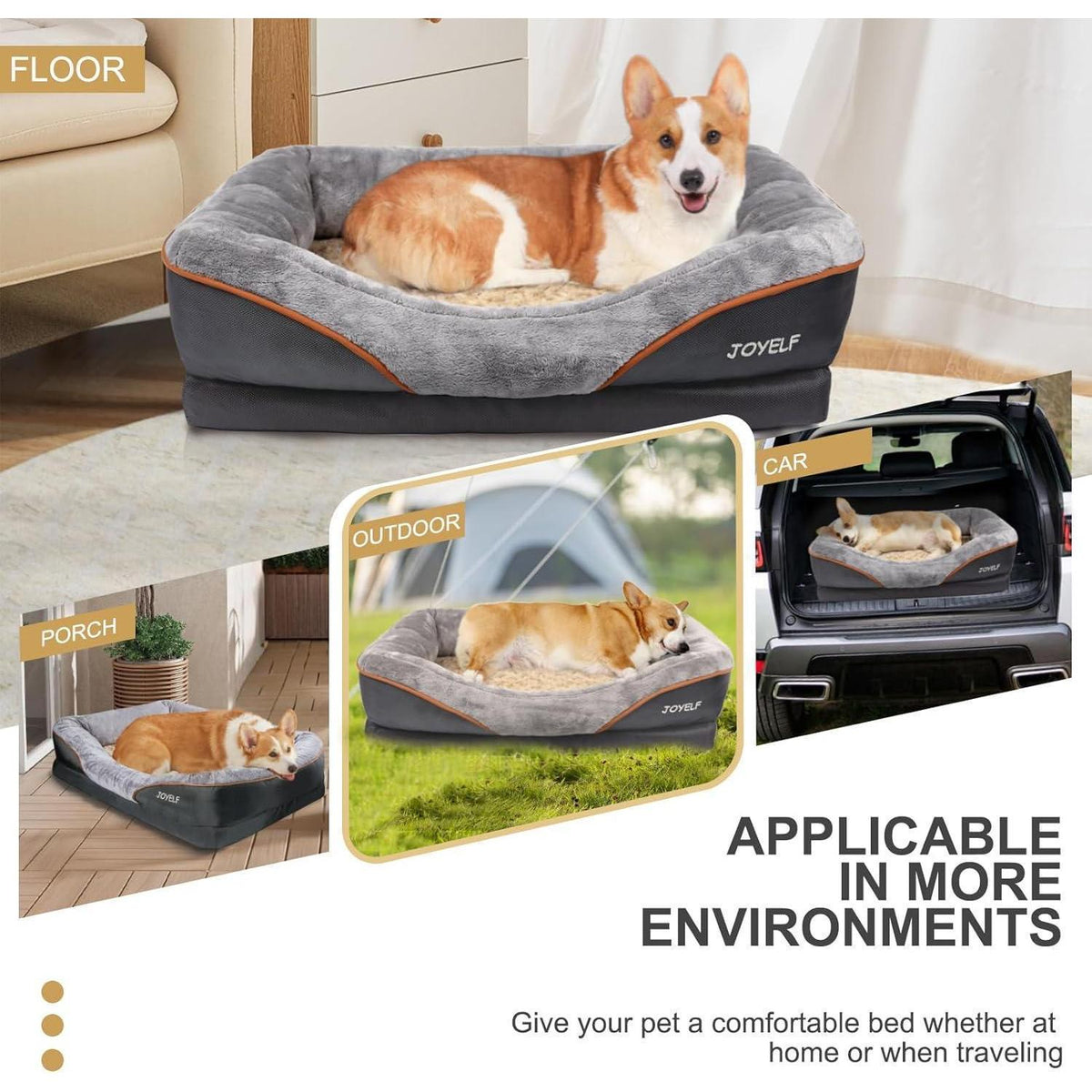 Orthopädisches Hundebett Memory-Schaum mit Nackenrolle & Geschenk