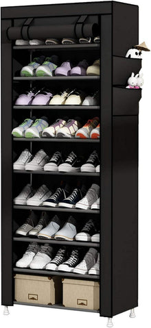 Schuhregal 10 Ebenen für 27 Paare Schwarz Stoffbezug