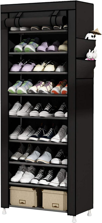 Schuhregal 10 Ebenen für 27 Paare Schwarz Stoffbezug