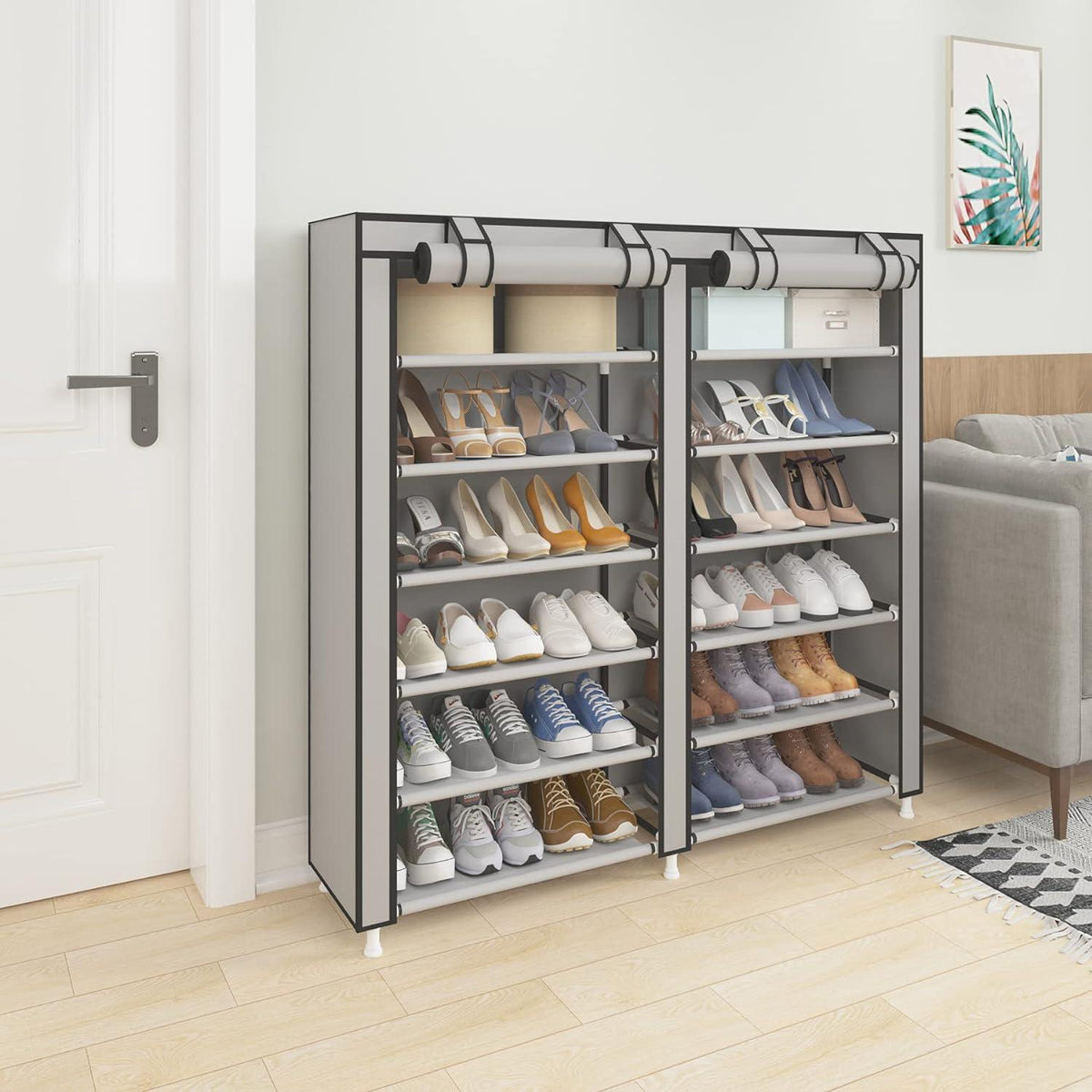 UDEAR Staubdichtes Schuhablage Regal für 36 Paar Schuhe Grau