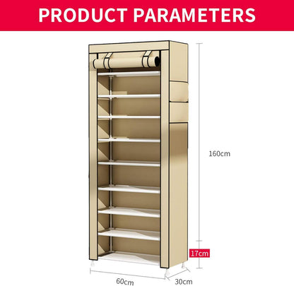 10-Tier Schuhschrank Schuhregal für 27 Paar Schuhe Beige