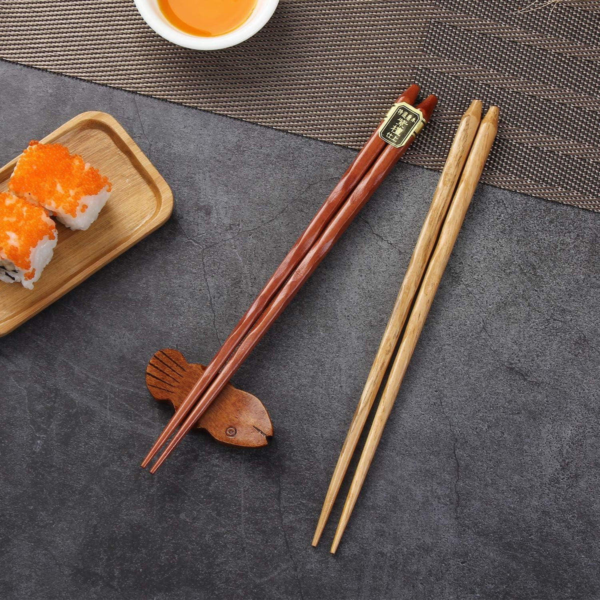 Japanische Essstäbchen Set | 5 Paar | Naturholz Geschenkset