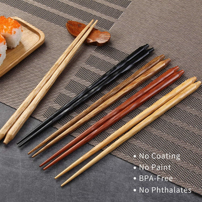 Japanische Essstäbchen Set | 5 Paar | Naturholz Geschenkset