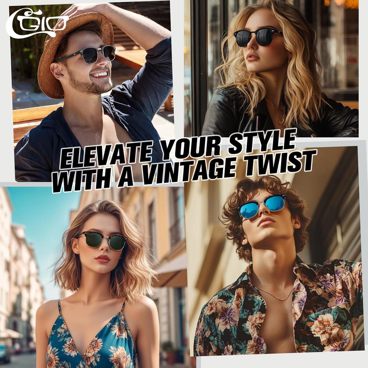 CGID MJ56 Unisex Retro Vintage Sonnenbrille Browline-Style