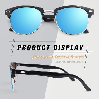 CGID Retro Vintage Sonnenbrille Browline-Style Halbrahmen Schwarz-blau