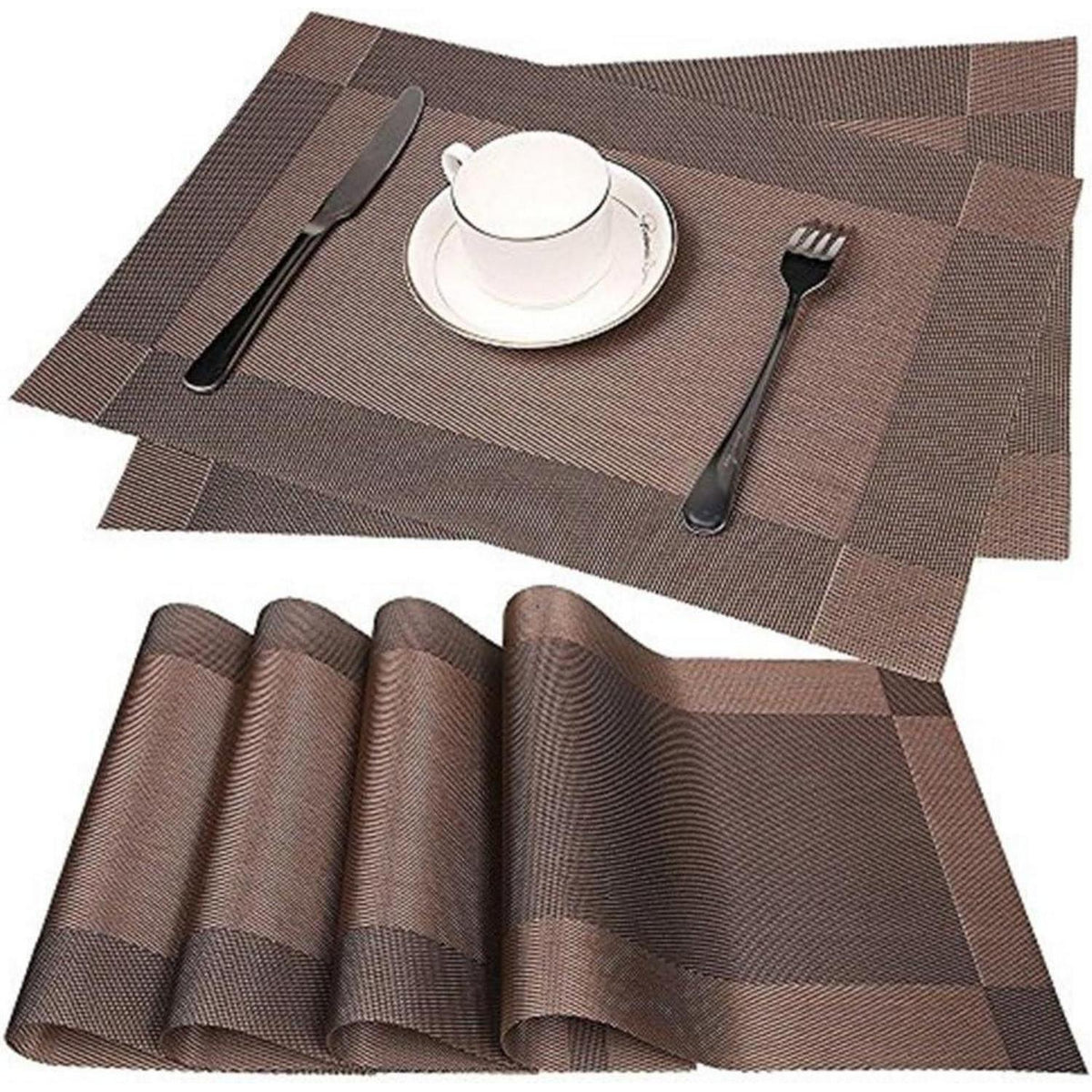 Platzsets 6er Set PVC 30x45cm Braun Hitzebeständig Abwaschbar