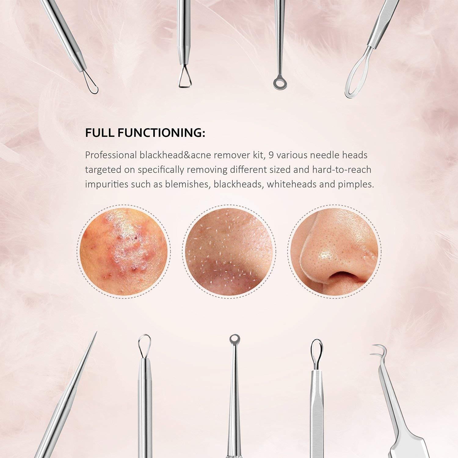 Mitesserentferner Werkzeug Set Edelstahl Blackhead Remover 6