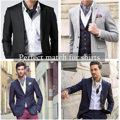 Herren Krawattenschal Paisley mit Einstecktuch Set Marineblau Rot