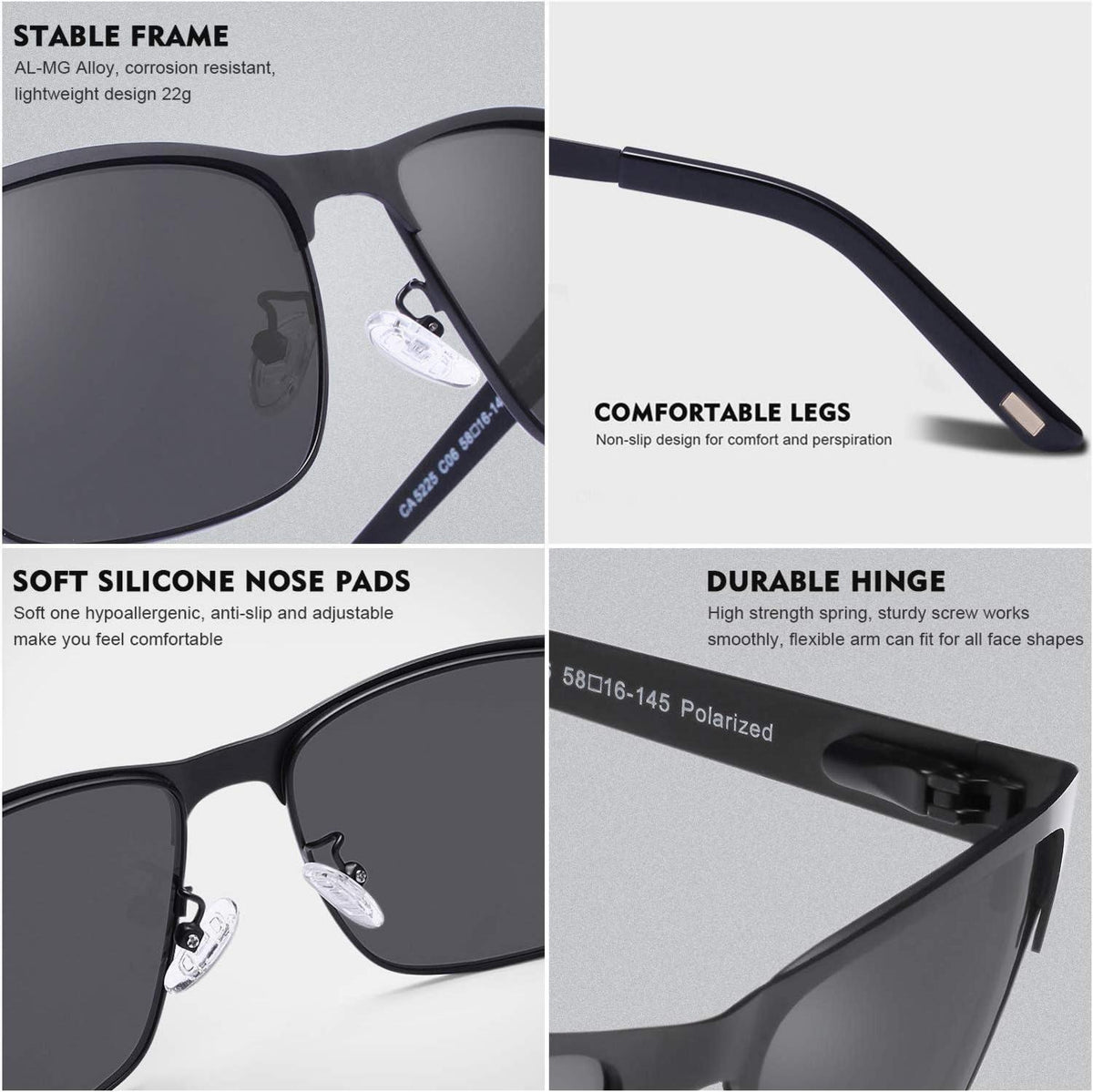 Sportliche Polarisierte Herren Sonnenbrille Metallgestell UV400 inkl. Etui
