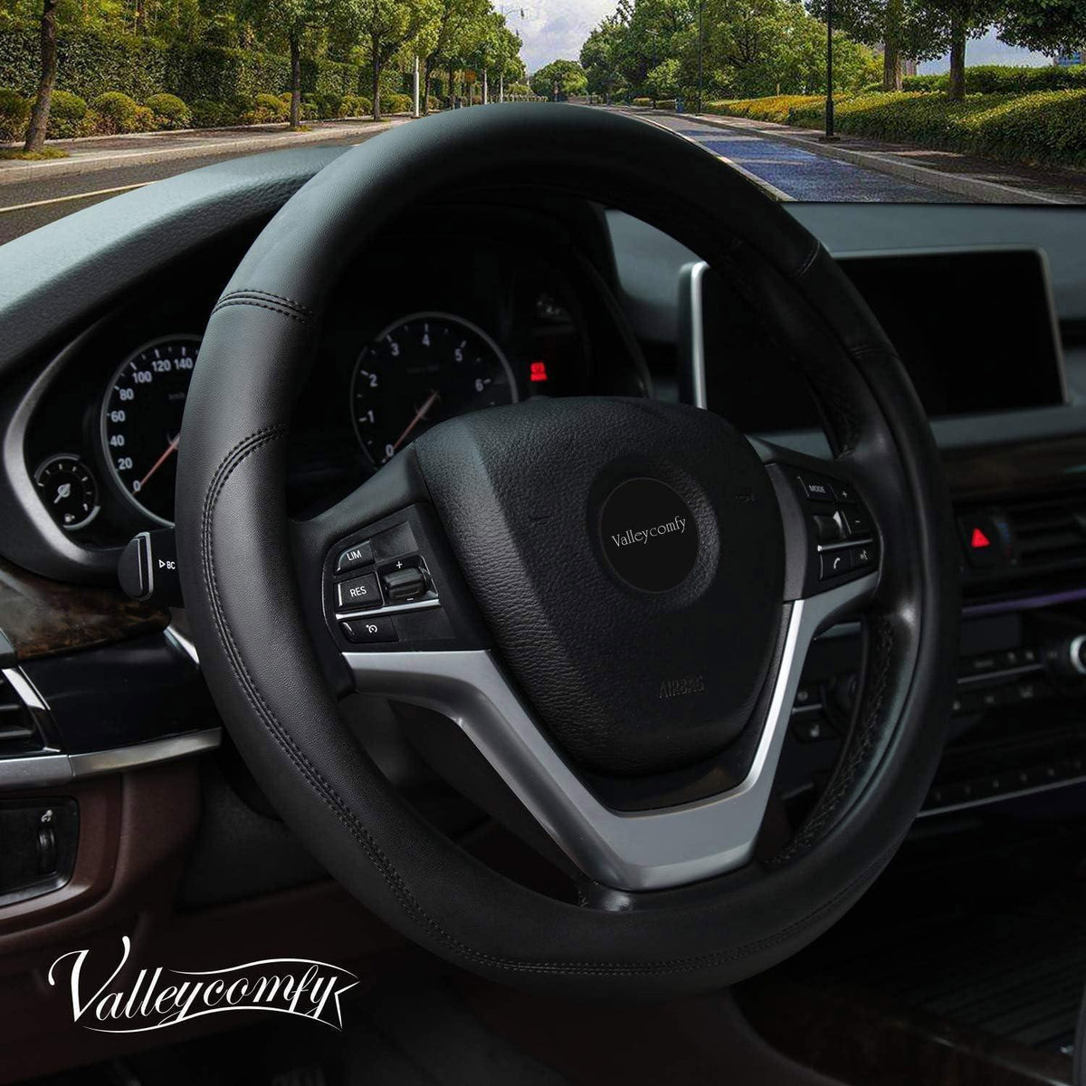 Lenkradabdeckung Auto Schwarz – Universal Passform in Lederoptik