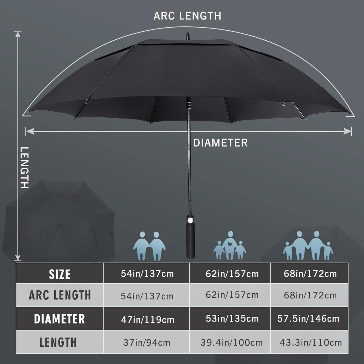 Großer Sturmfester Regenschirm XL/XXL für 2 Personen